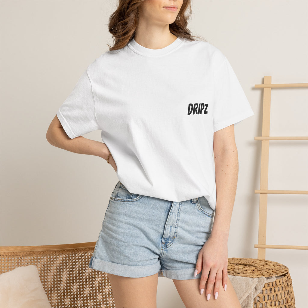 T-Shirt — "Dripz" Chest Logo & "Get Rich or Die Tryin" Statue Back Graphic