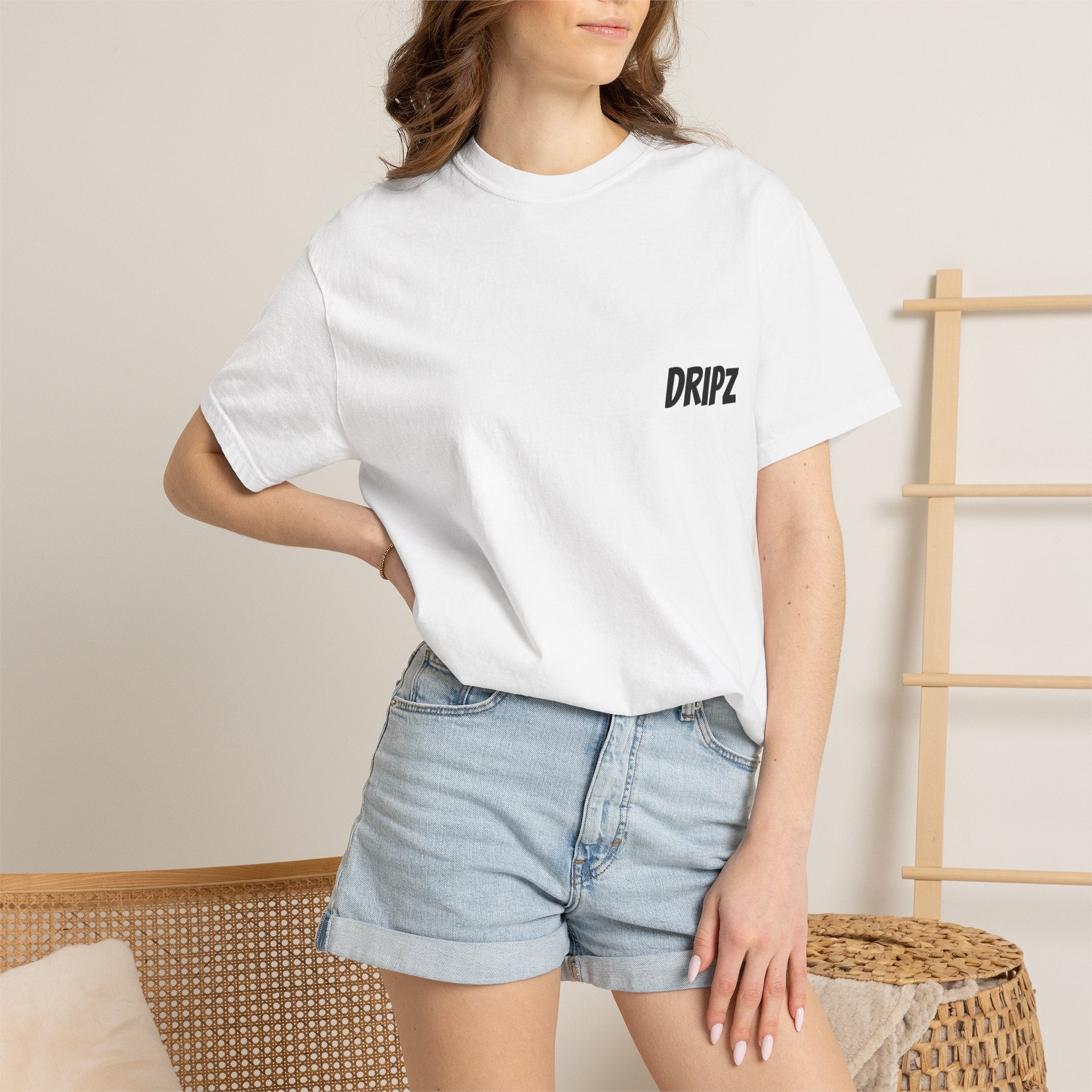 T-Shirt — "Dripz" Chest Logo & "Get Rich or Die Tryin" Statue Back Graphic