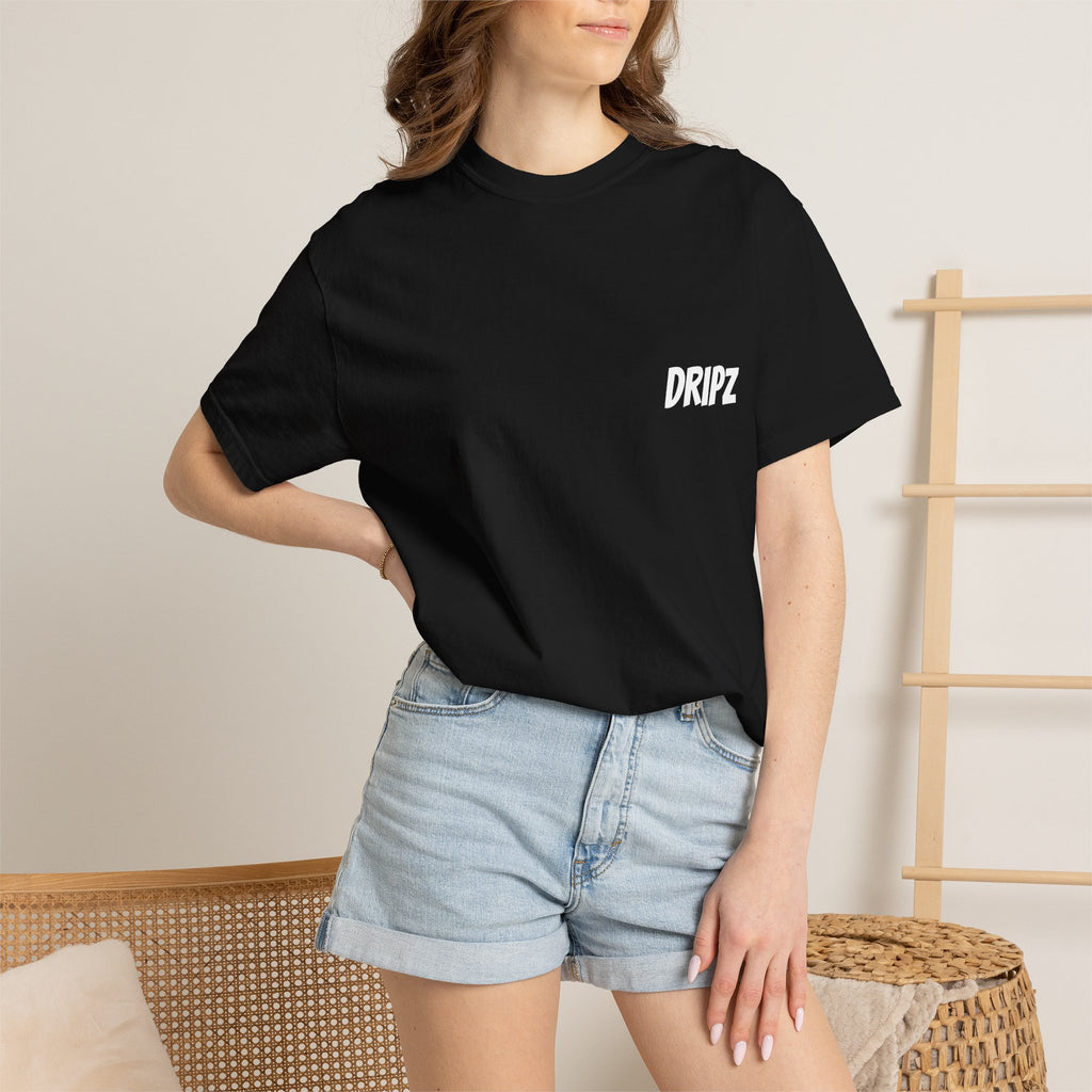 T-Shirt — "Dripz" Chest Logo & "Get Rich or Die Tryin" Statue Back Graphic