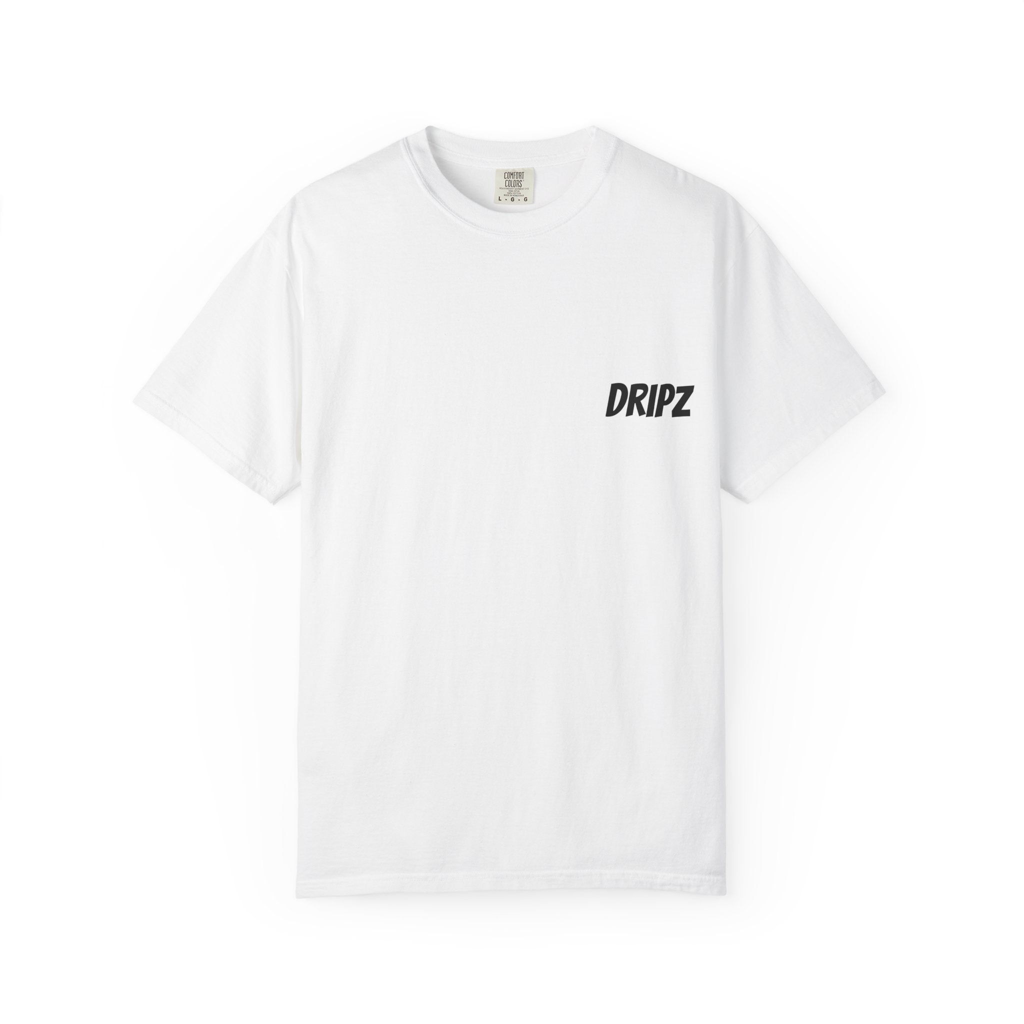 T-Shirt — "Dripz" Chest Logo & "Get Rich or Die Tryin" Statue Back Graphic