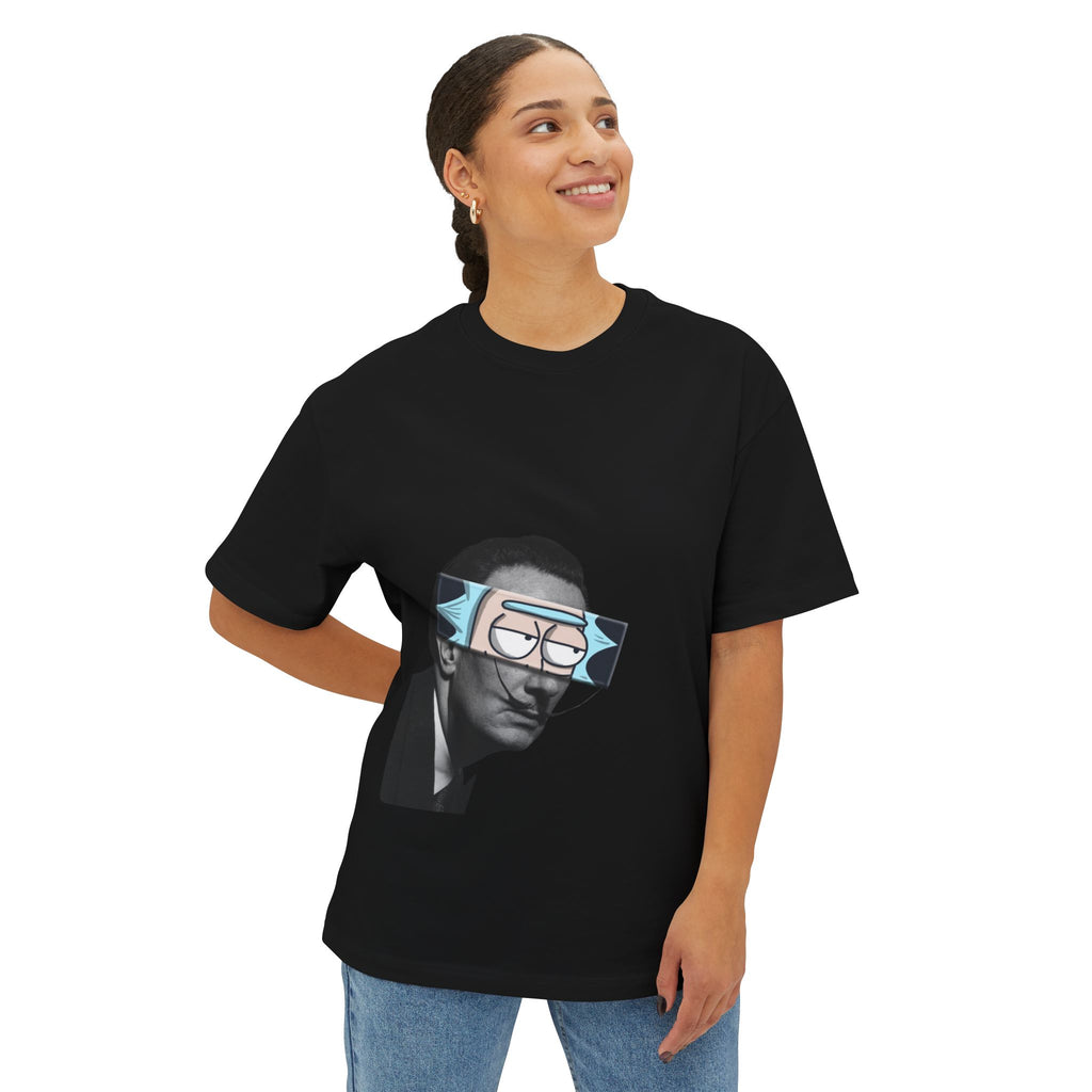 Surrealist Portrait with Cartoon Glasses Tee | Dali Illustration Shirt