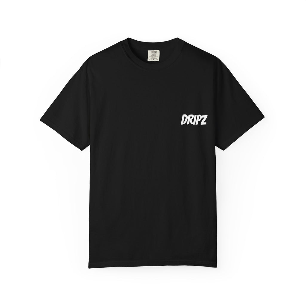 T-Shirt — "Dripz" Chest Logo & "Get Rich or Die Tryin" Statue Back Graphic