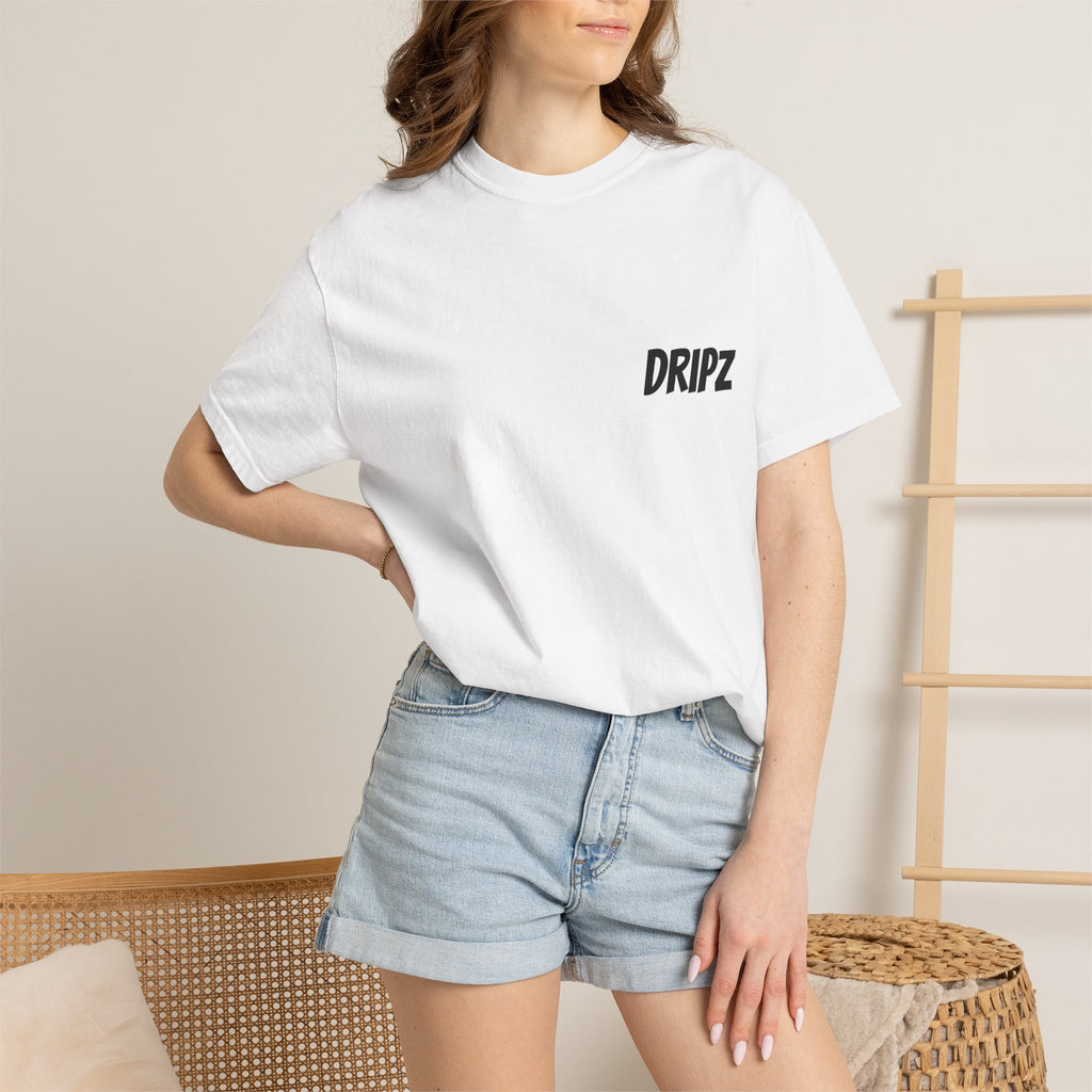 T-Shirt — 'DRIPZ' Photo Back Graphic Tee (Casual Retro Roadtrip Vibe)