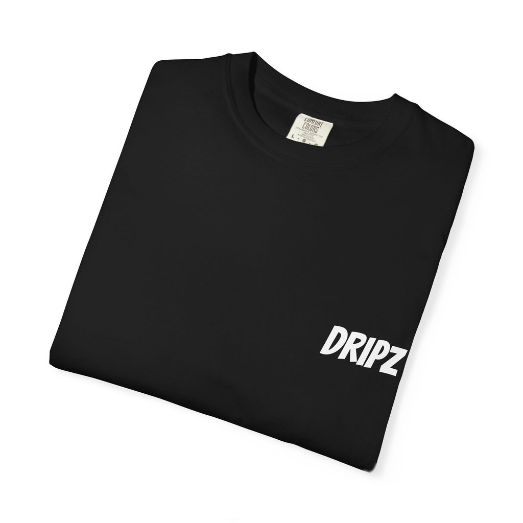 T-Shirt — "Dripz" Chest Logo & "Get Rich or Die Tryin" Statue Back Graphic