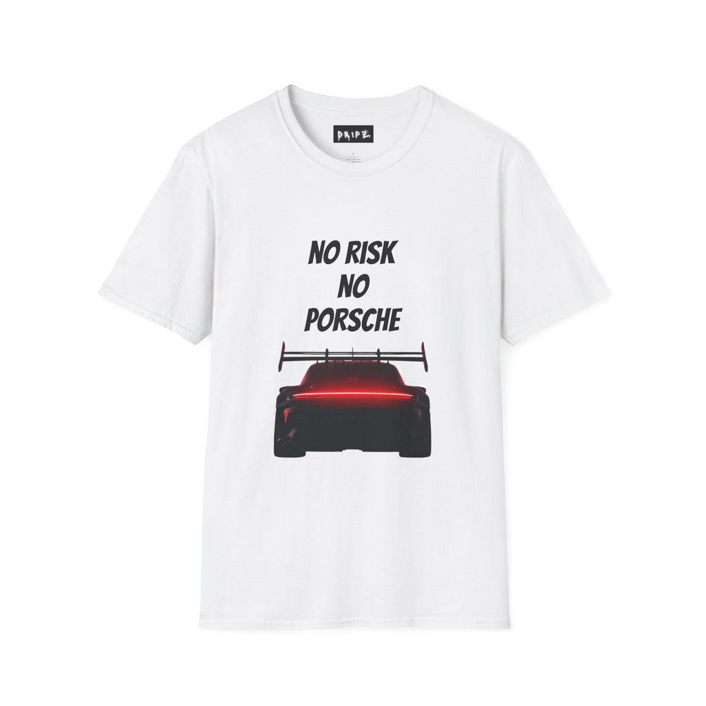No Risk No Porsche T-Shirt | Race Car Rear View, Red Taillight