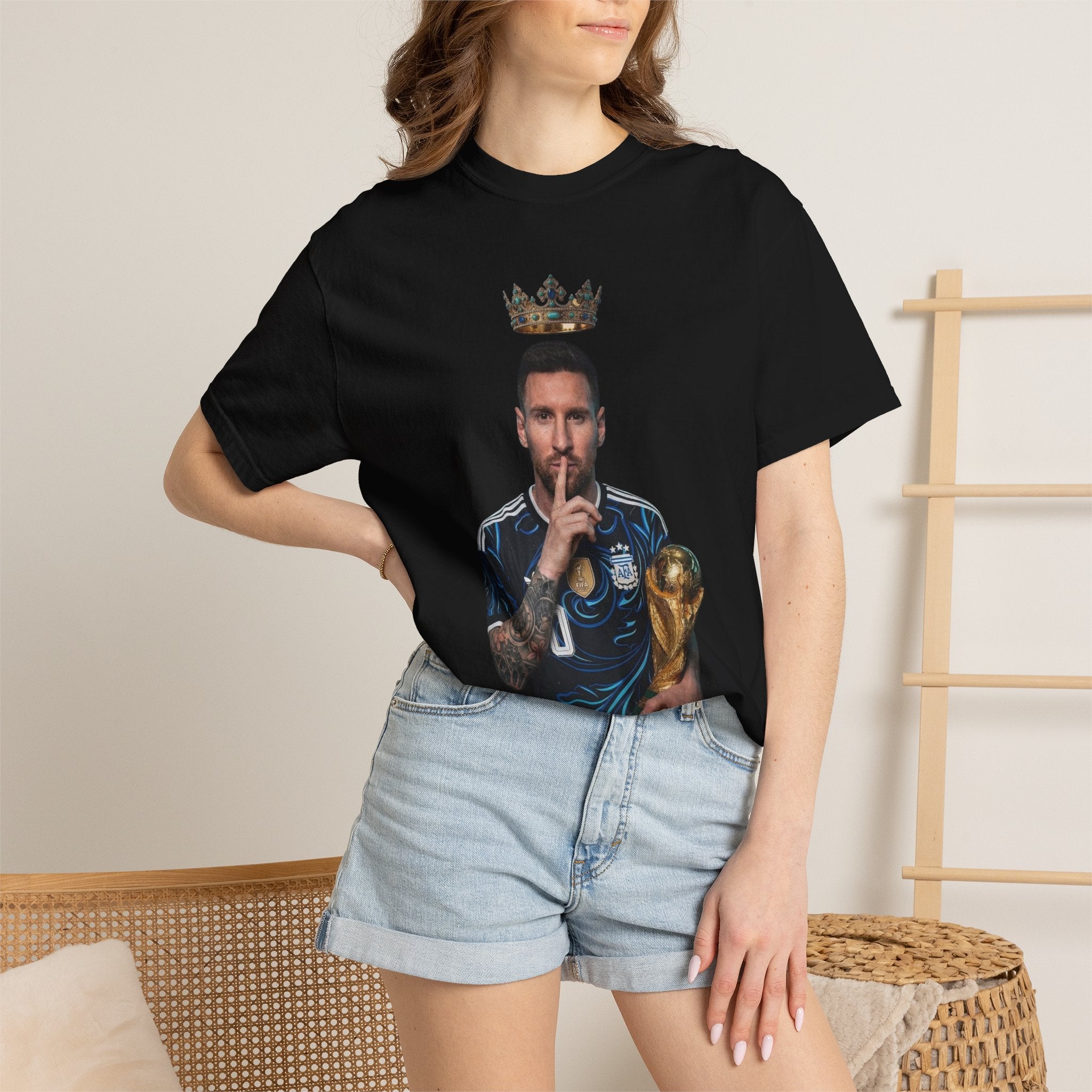 Soccer Champion Illustration T-shirt | Player with Trophy and Crown