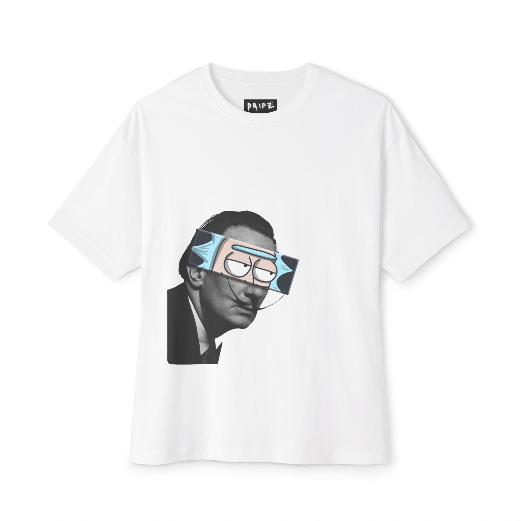 Surrealist Portrait with Cartoon Glasses Tee | Dali Illustration Shirt